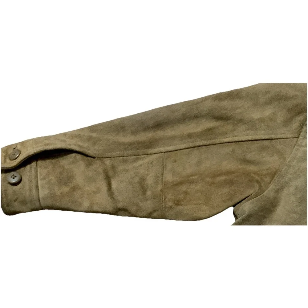 VTG GAP S (5-6) Kids Jacket 100% Cow Suede‎ Harrington Camel Brown Pockets